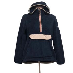 North Face Campshire Fleece Pullover Jacket Size Large Navy Blue Hoodie